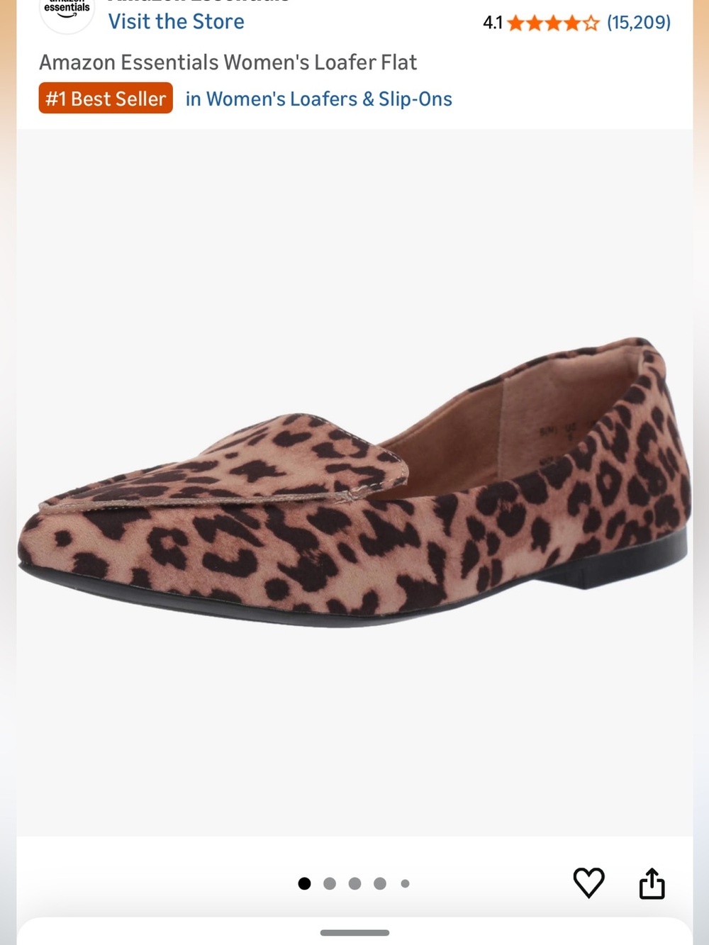 Amazon Essentials Women’s Leopard Print Loafer in Brown size 8.5